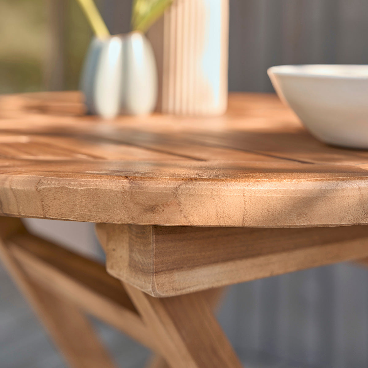 BALI - Gartentisch aus massivem, geöltem Teakholz, rund, für 4 pers.