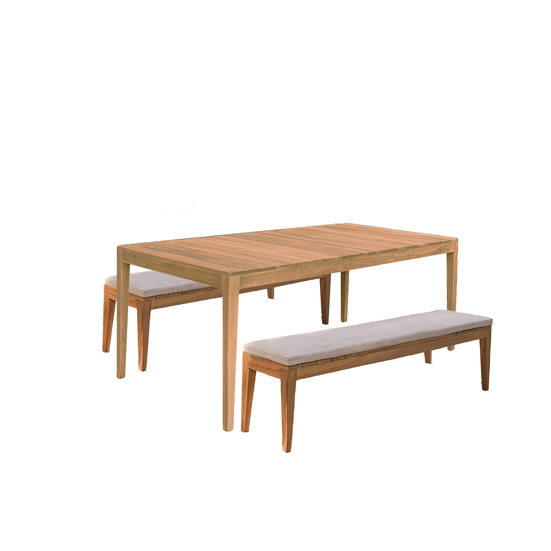 BARI - Set di mobili da giardino in teak massello 6/8 pers. con cuscini