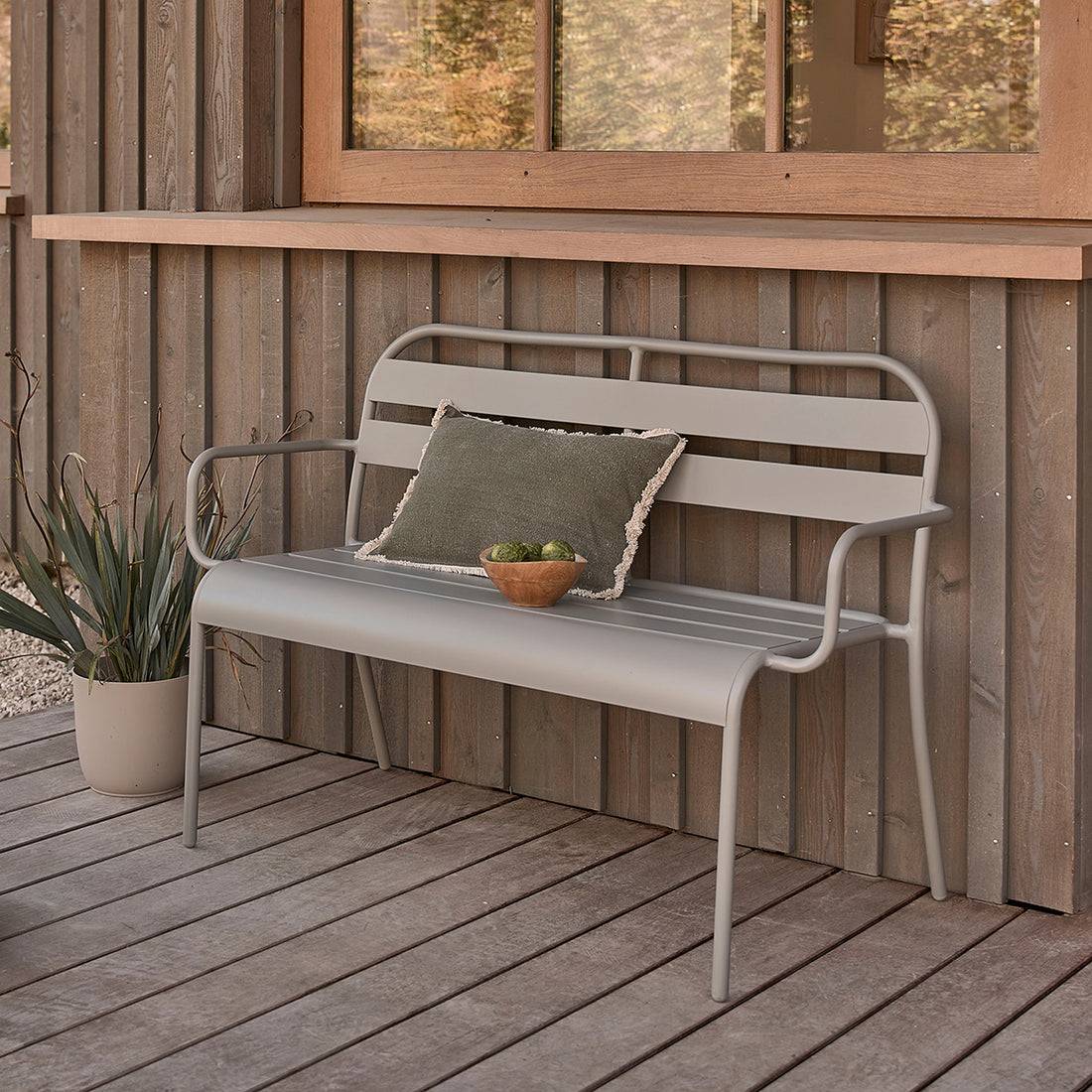 ZÉPHIR - Banc en aluminium gris 118 cm