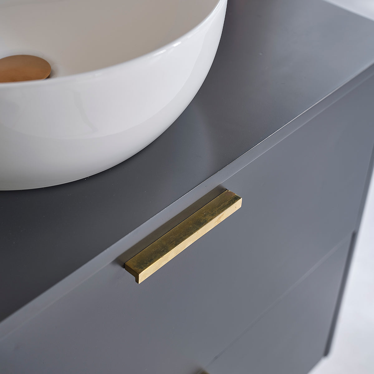 LUNA - Waschtischunterschrank aus massiver Akazie, hängend 80 cm schwarz