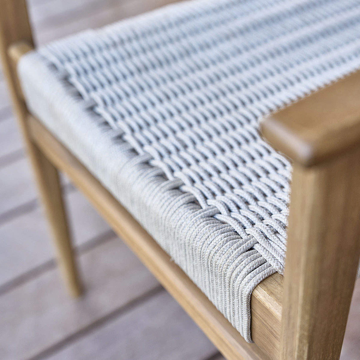 LIVIE - Fauteuil de jardin en teck massif et cordage beige (lot de 2)