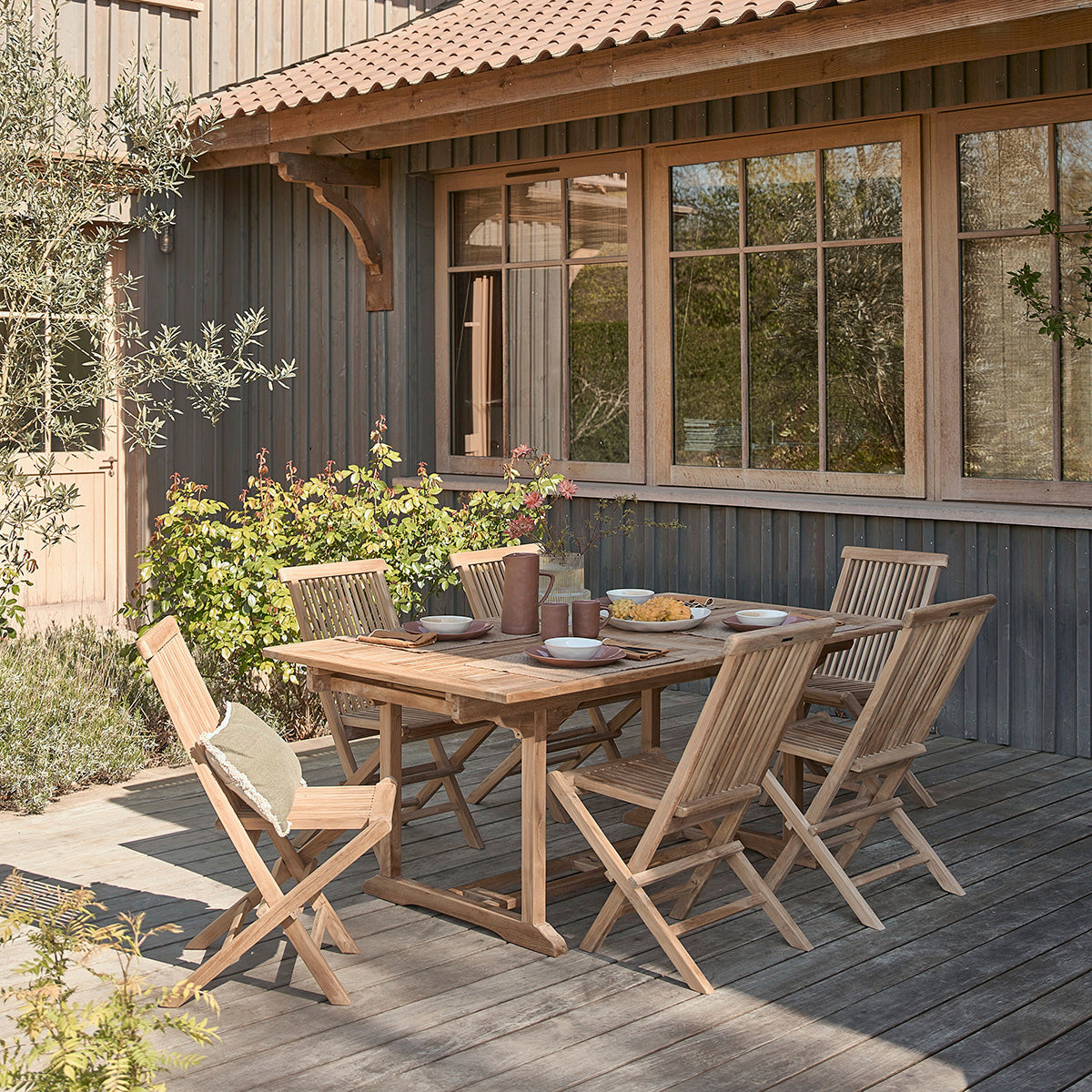 MALTE - Ausziehbare Gartenmöbel  massives Teakholz 8/10 pers.