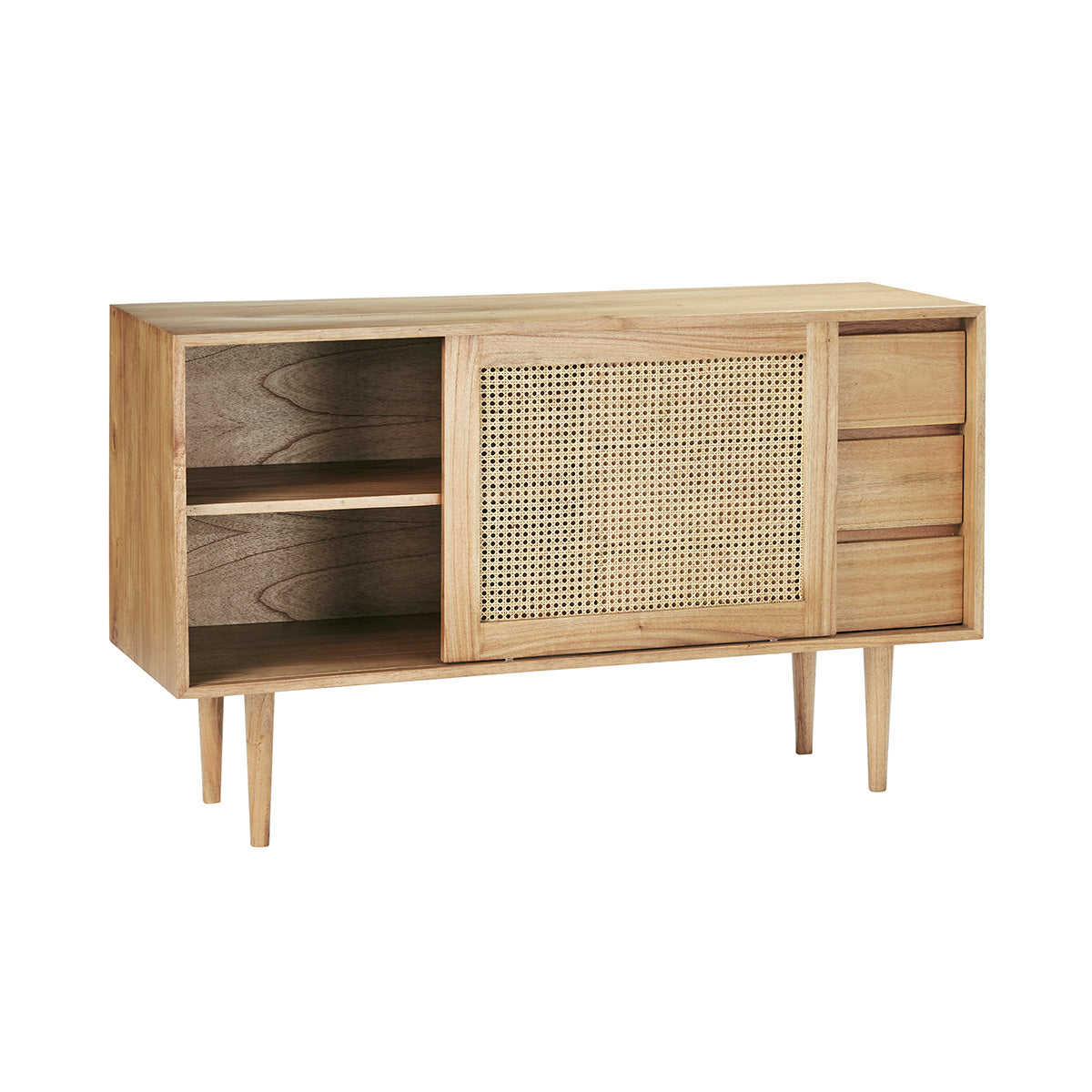 HANA - Commode en mindi massif et cannage 135 cm