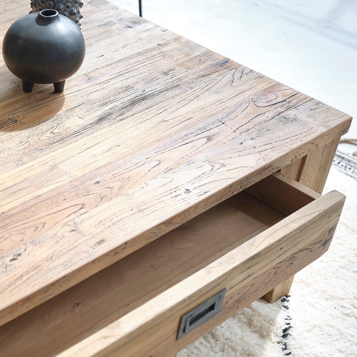 CARGO - Table basse en teck massif recyclé 100 cm