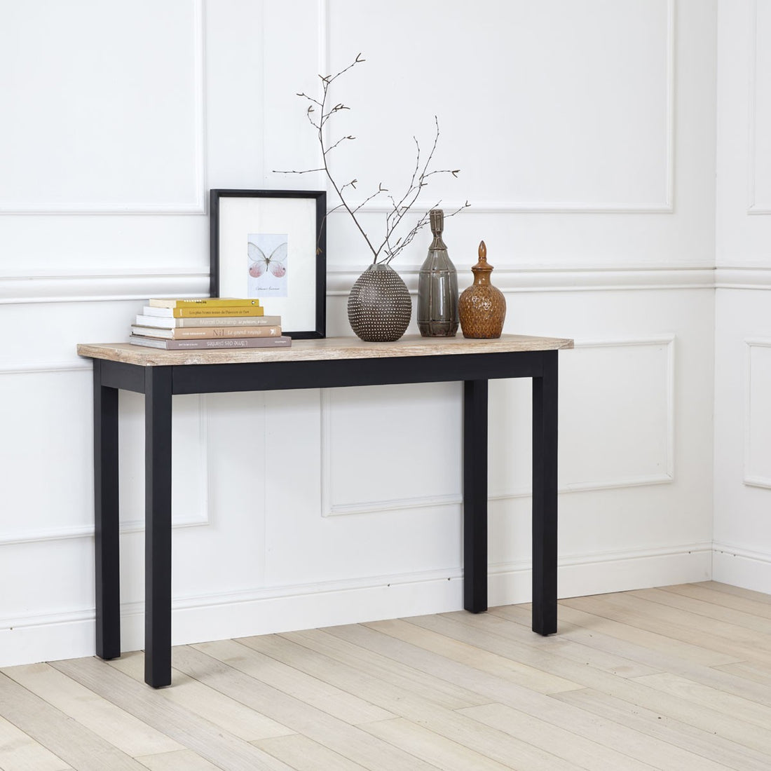 LONDRES - Consolle in mogano e teak massello 120 cm