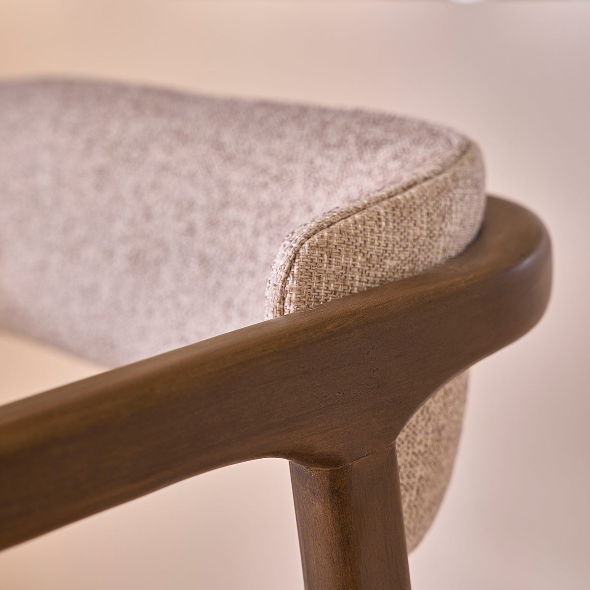 ÉLOI - Lot de 2 chaises en bois massif et tissu texturé beige chiné