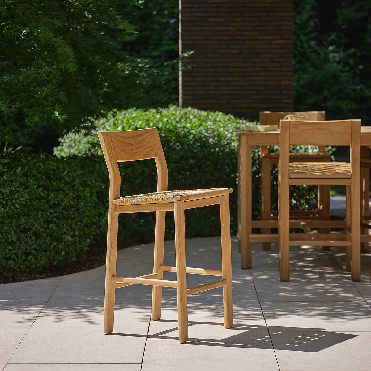 PIANA - Chaise de bar jardin en teck massif premium