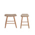 Set di 2 sgabelli da bar in teak massello e velluto écru 45 cm