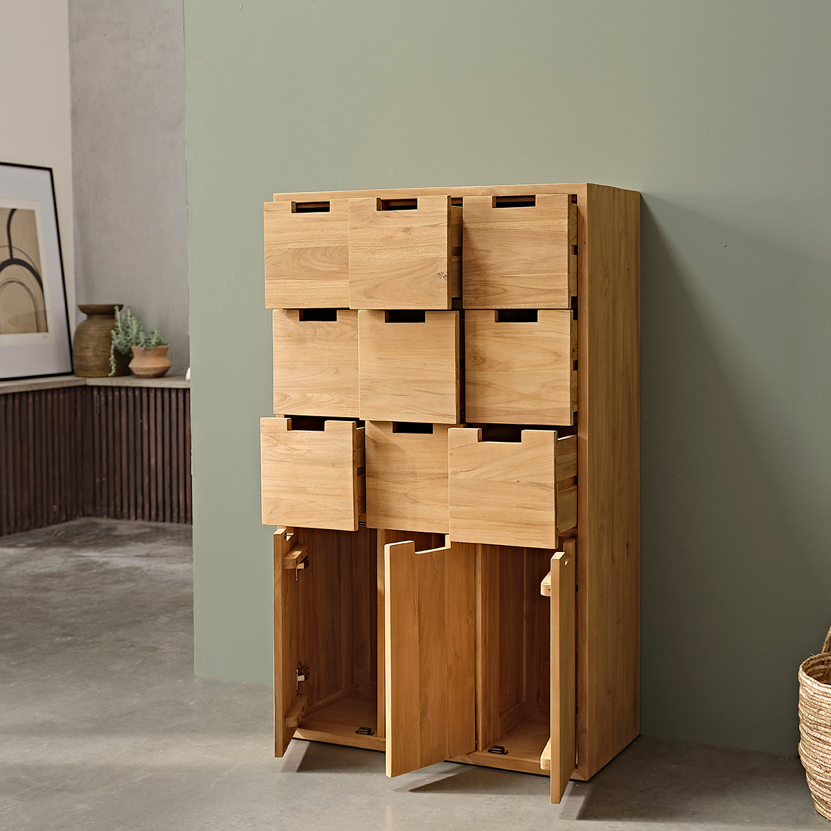 ALDO - Armadio da ingresso in teak massello 80 cm