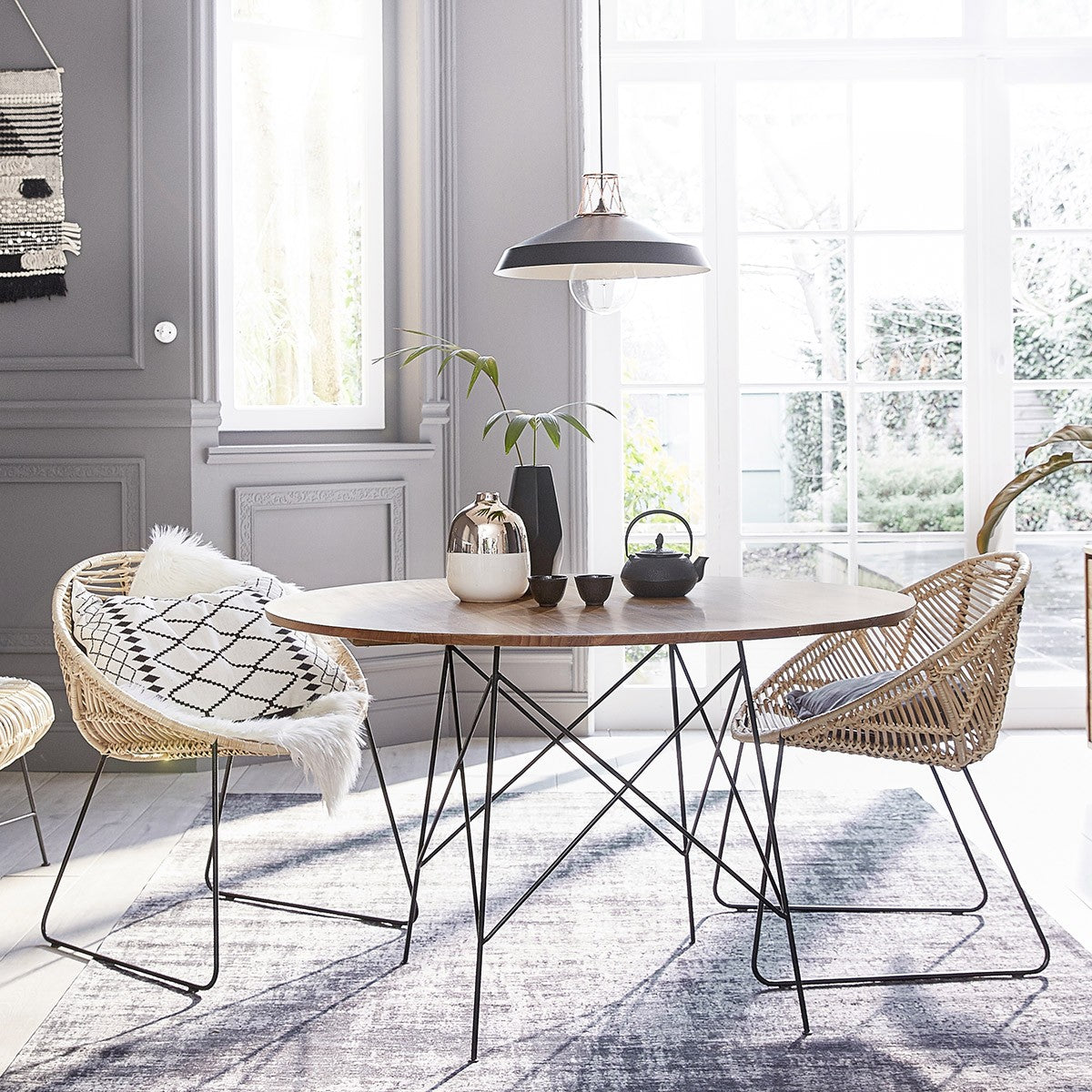 BOHEMA - Set di 2 sedie in rattan e metallo