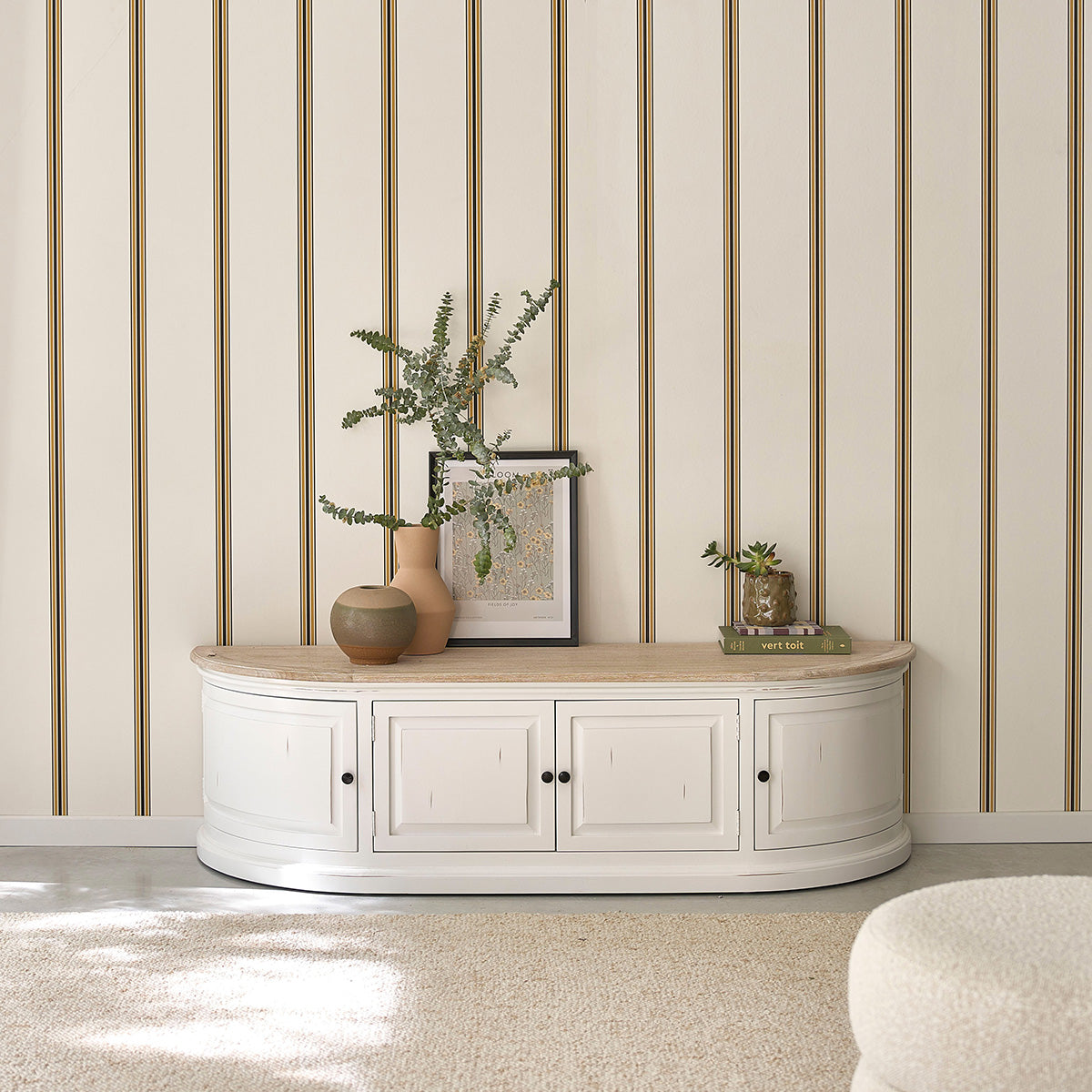 LONDRES - Mobile porta TV in legno mogano e teak bianco da 160 cm