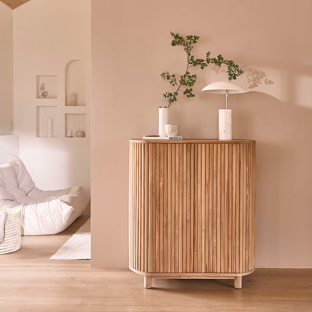 COLINE - Barschrank aus massivem Teakholz 90 cm