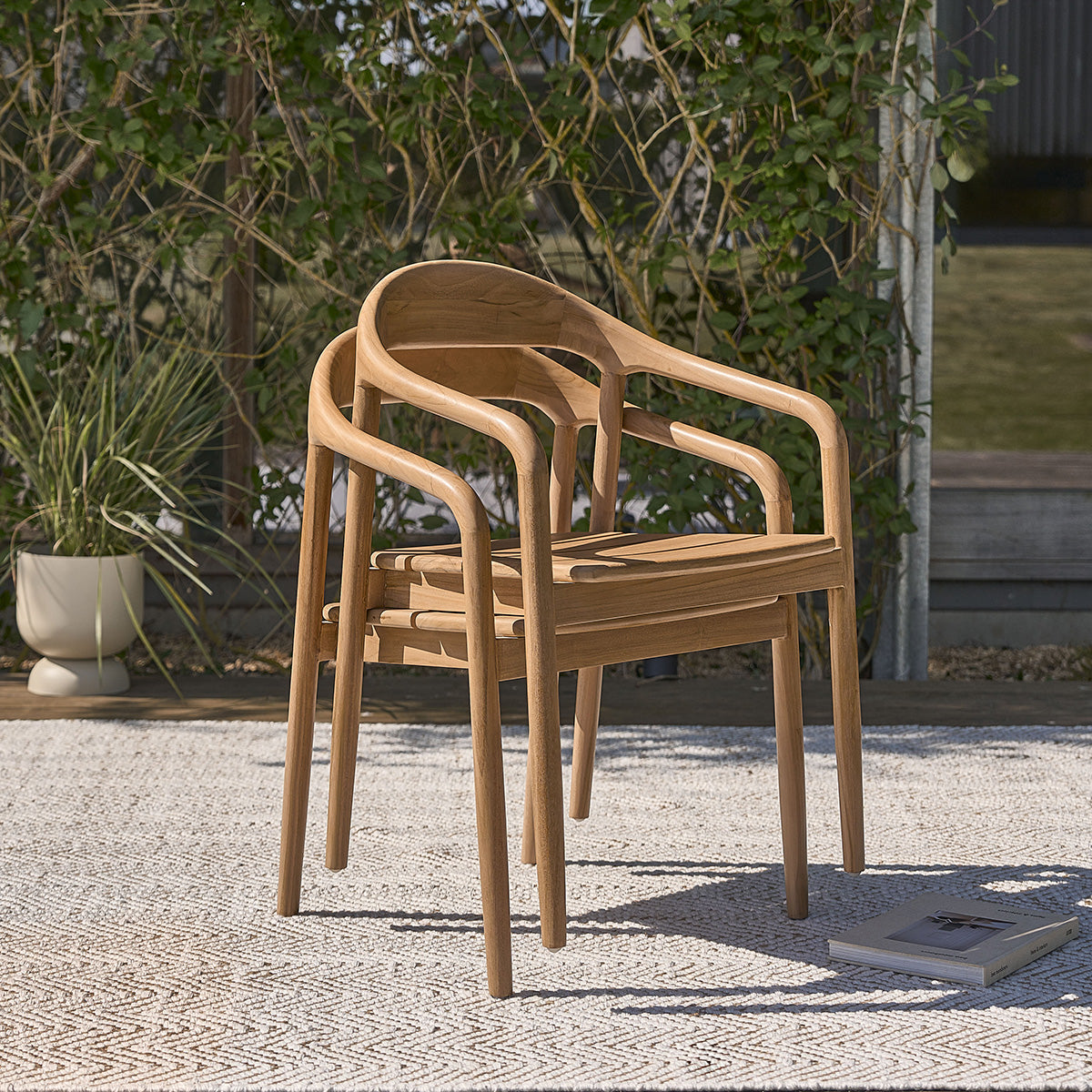 AMBRE - Set di mobili da giardino in teak massello con tavolo allungabile 6/8 pers.