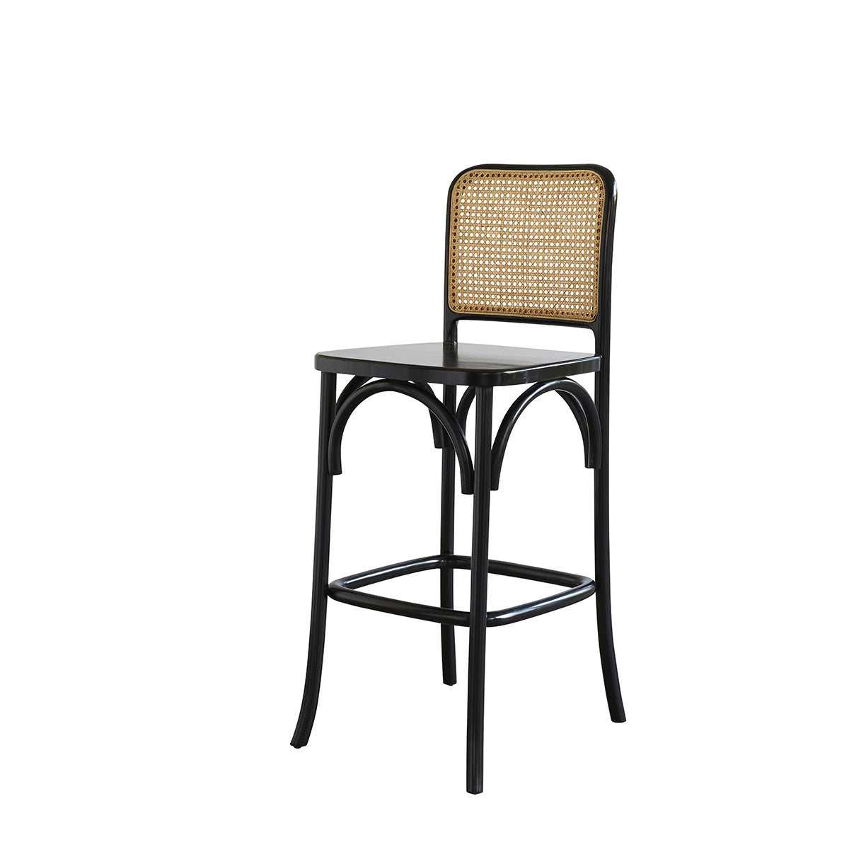 ARON - Tabouret de bar en acajou massif et cannage