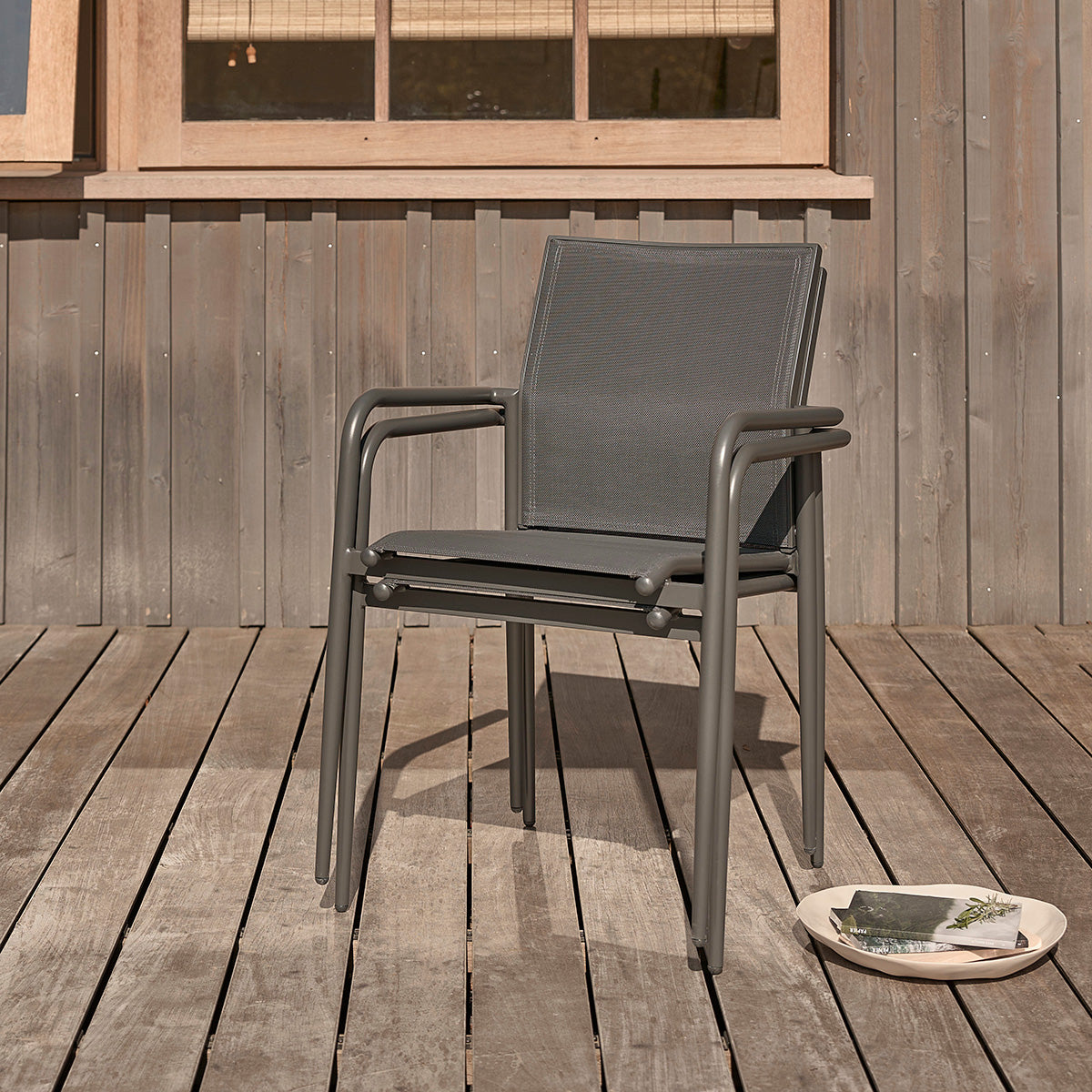 LAGON - Poltrona in alluminio e textilene grigio