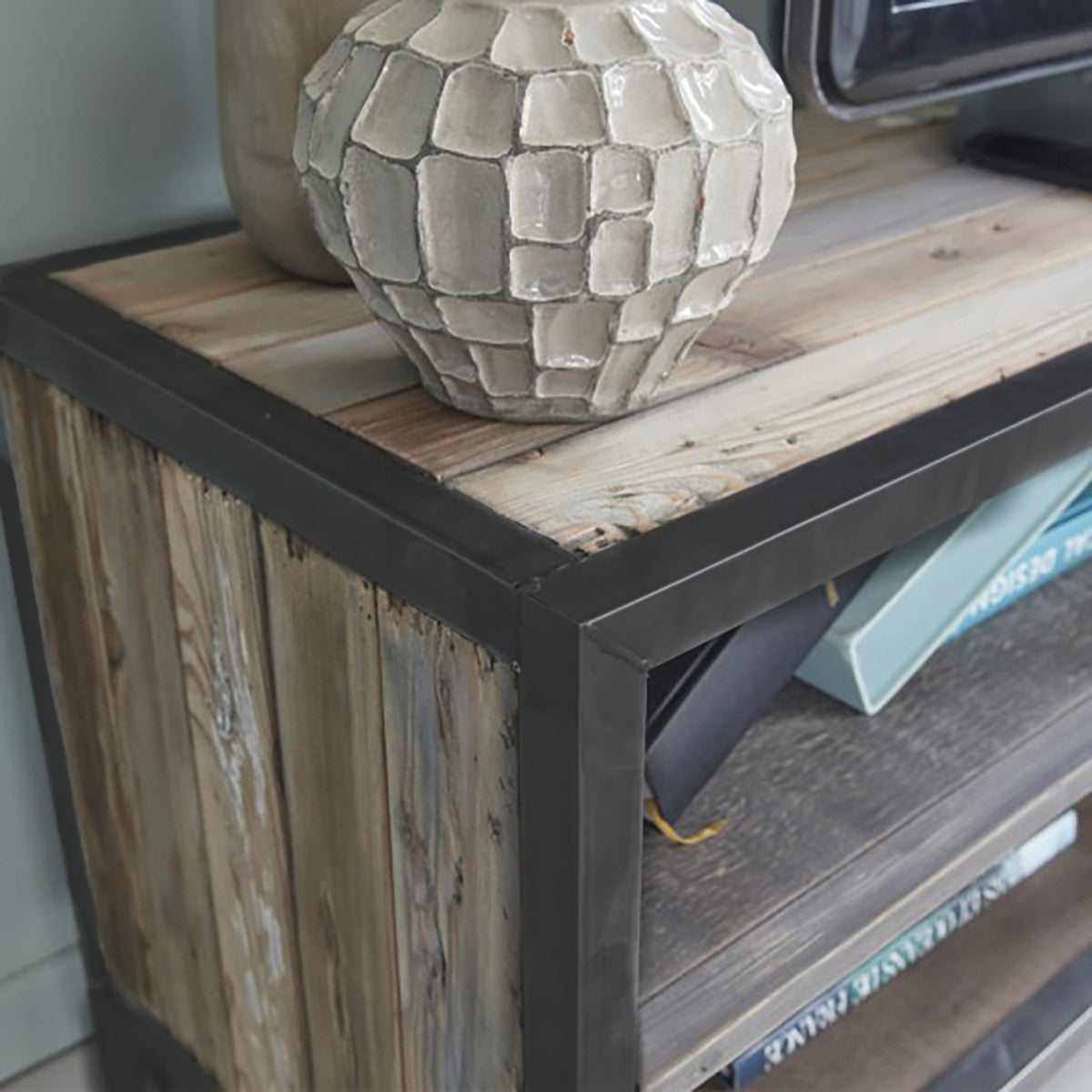 INDUS - Meuble TV en bois recyclé massif et métal 150 cm