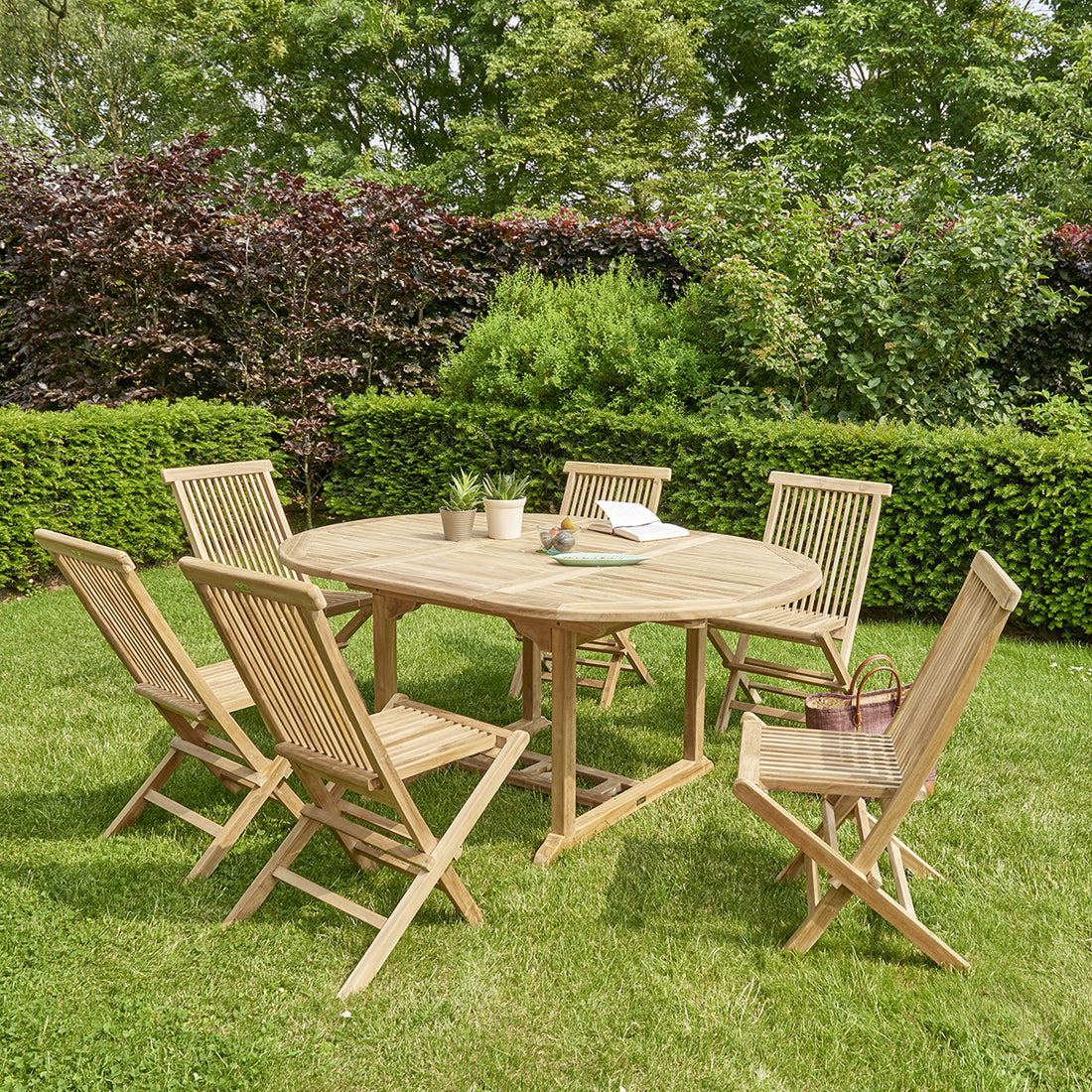 MIDLAND - Salon de jardin en teck massif extensible 6/8 pers.