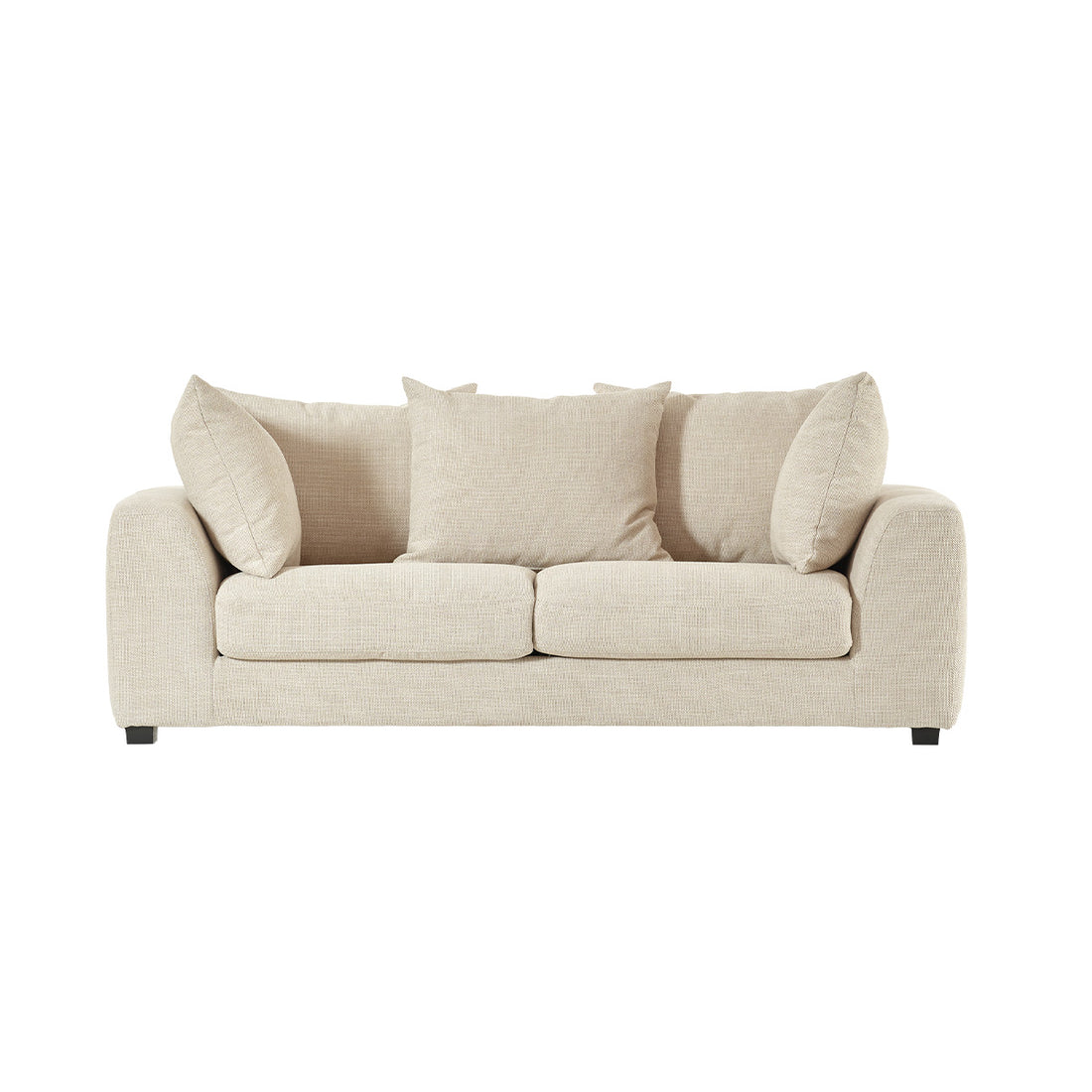 EDMOND - Canapé droit 3 places en tissu texturé beige chiné