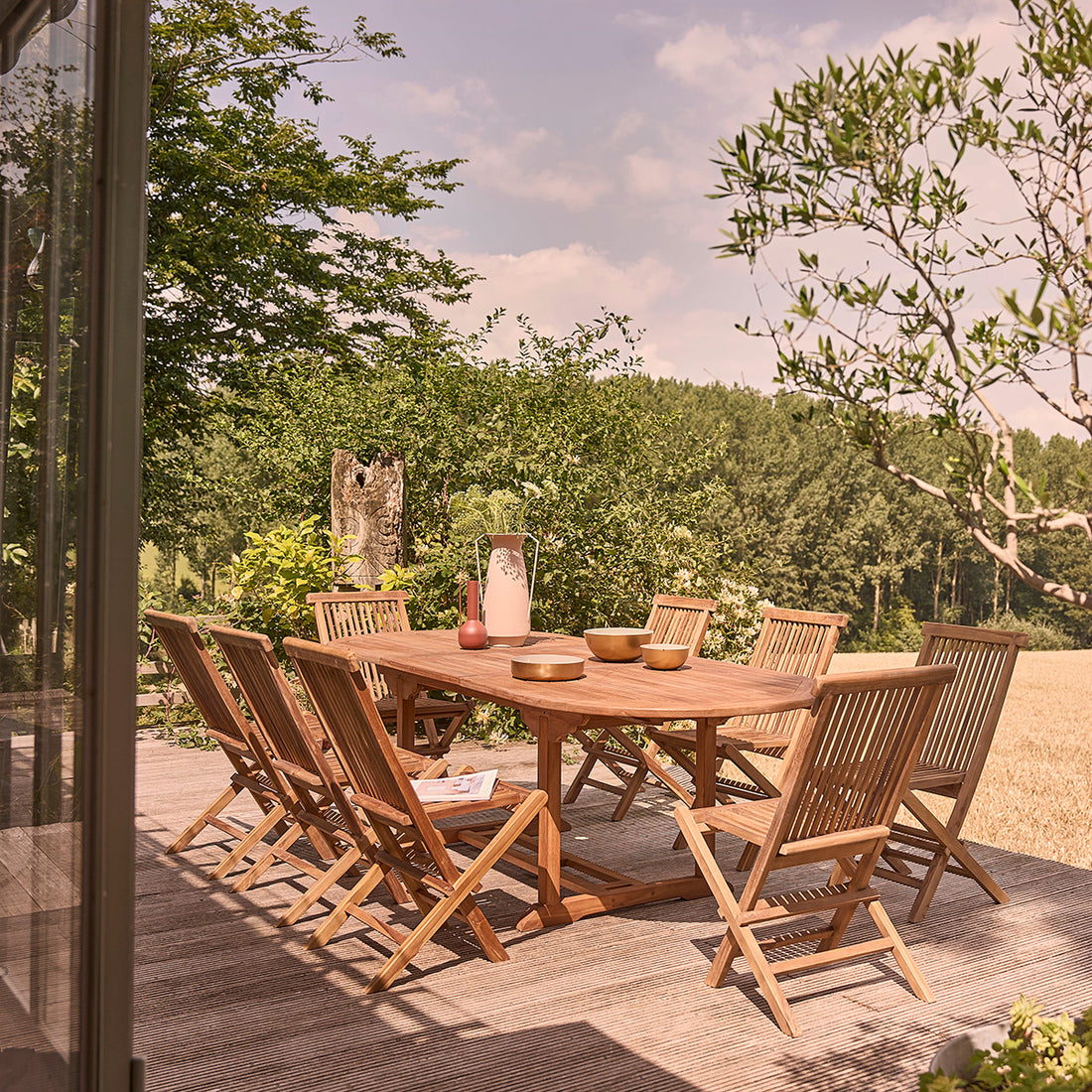 BALI - Salon de jardin en teck huilé massif extensible 8/10 pers.