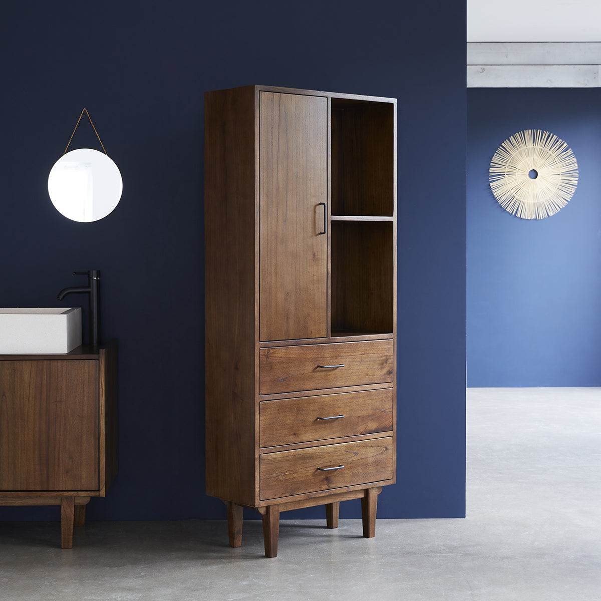 VINTAGE - Colonna da bagno doppia in mindi massello 170 cm