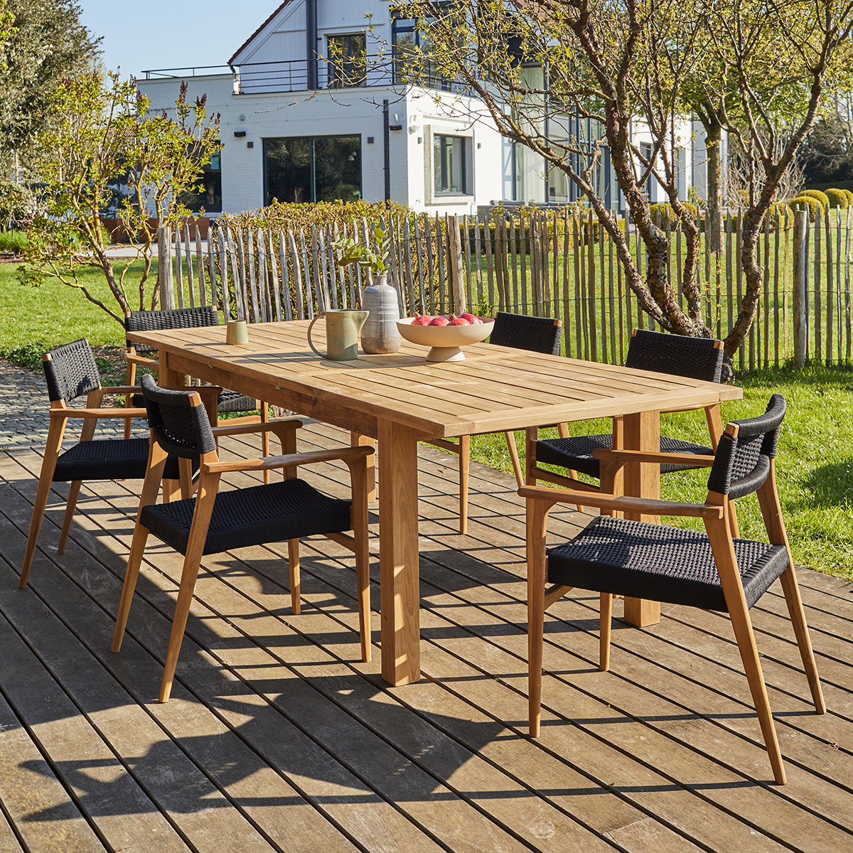 ESTHER - Ausziehbarer Gartenlounge aus recyceltem Teakholz 6 pers.