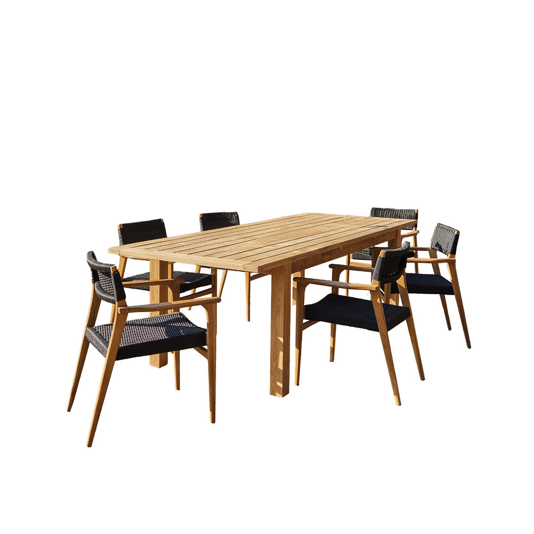 ESTHER - Salon de jardin en teck recyclé extensible 6 pers.