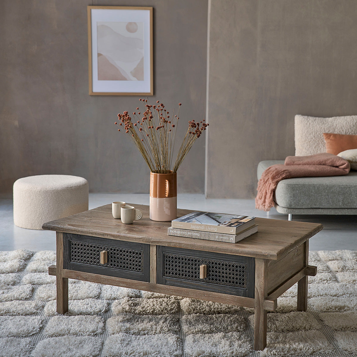 JUNKO - Tavolino in legno massello riciclato 110 cm