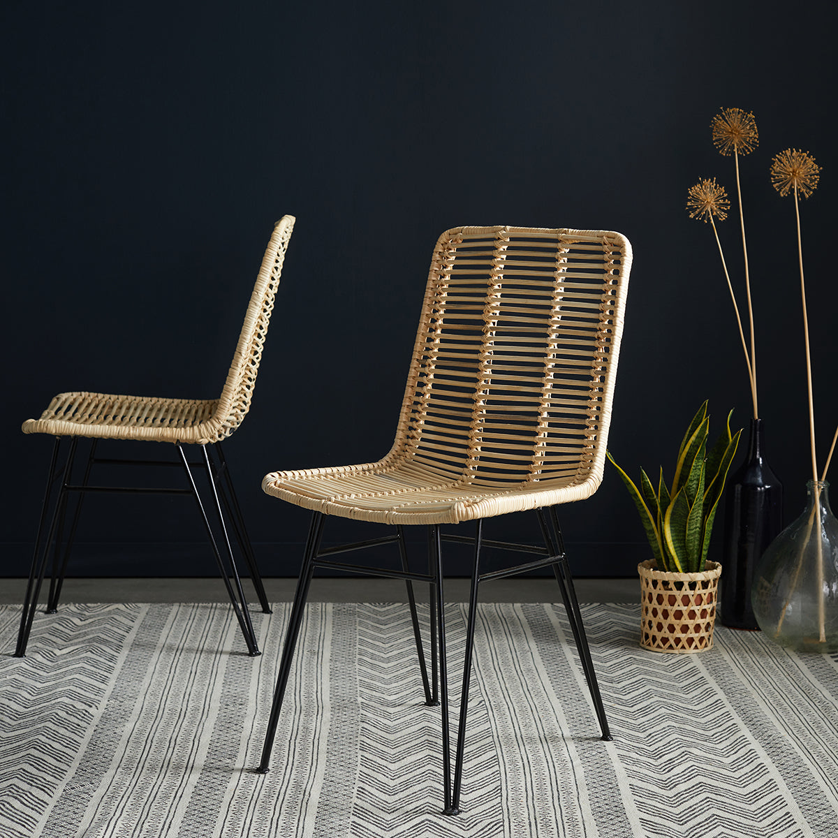 BOHEMA - Chaise en rotin et métal