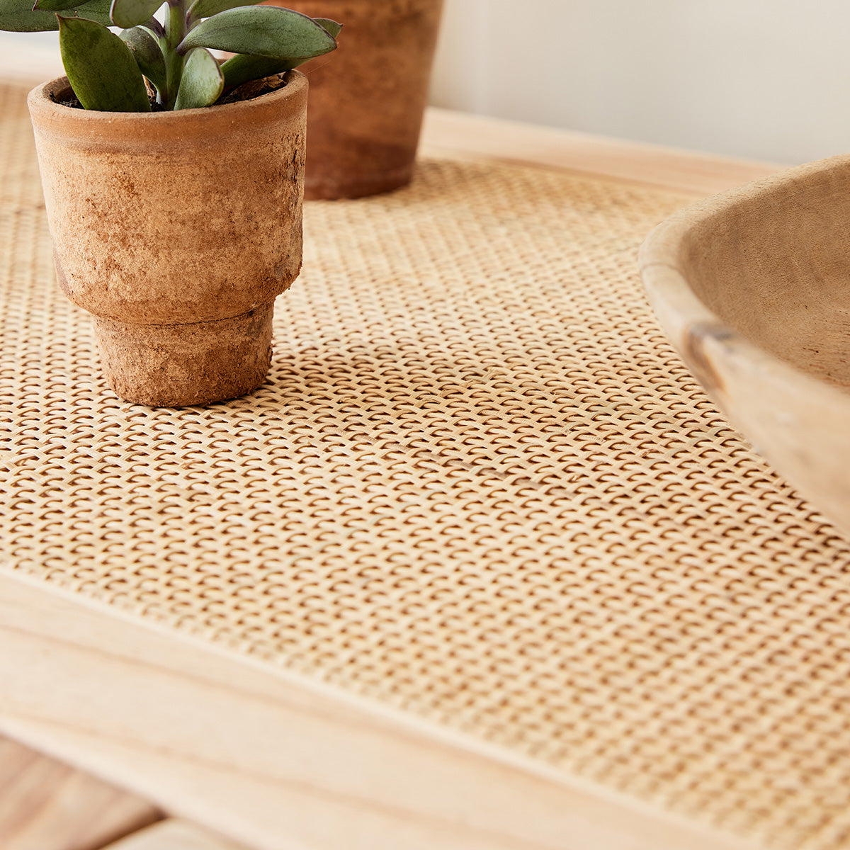 MAËL - Credenza in mindi massello e cannage 150 cm