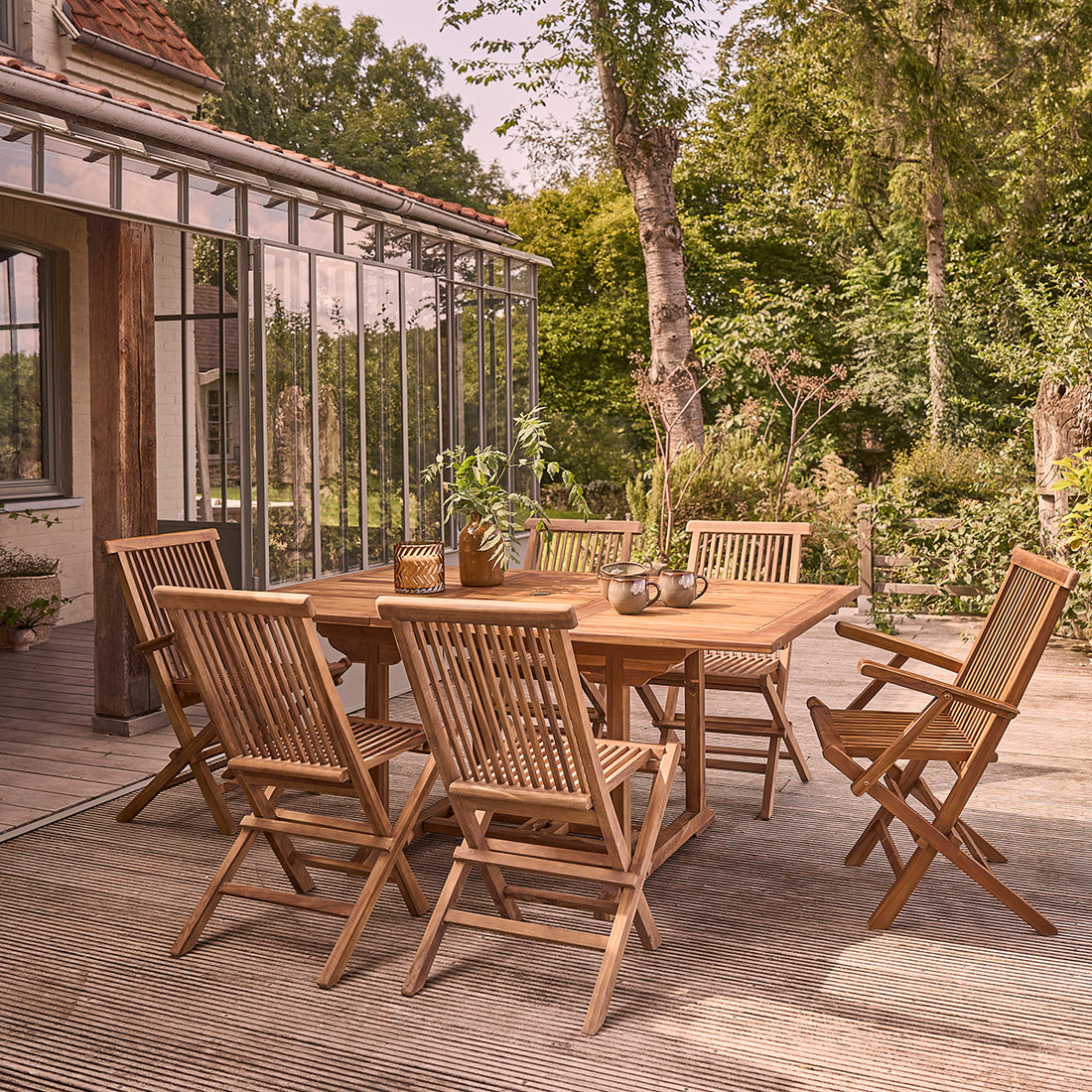 BALI - Salon de jardin en teck huilé massif extensible 6/8 pers.