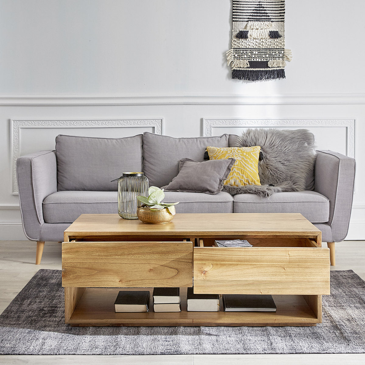 TILO - Table basse en mindi massif 120 cm