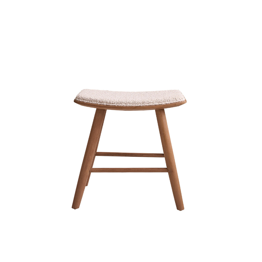 AMBRE - Tabouret en teck massif assise bouclette 45 cm