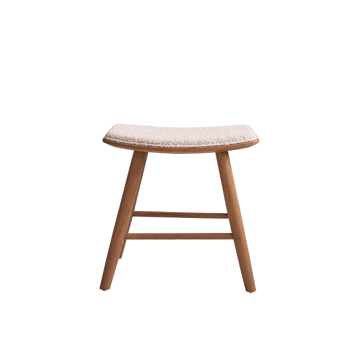 AMBRE - Barhocker aus massivem Teakholz Sitzfläche aus Bouclé 45 cm