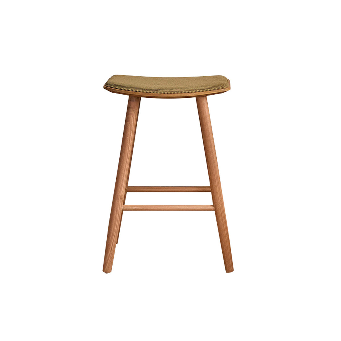 AMBRE - Tabouret en teck massif assise velours cotelé 65 cm