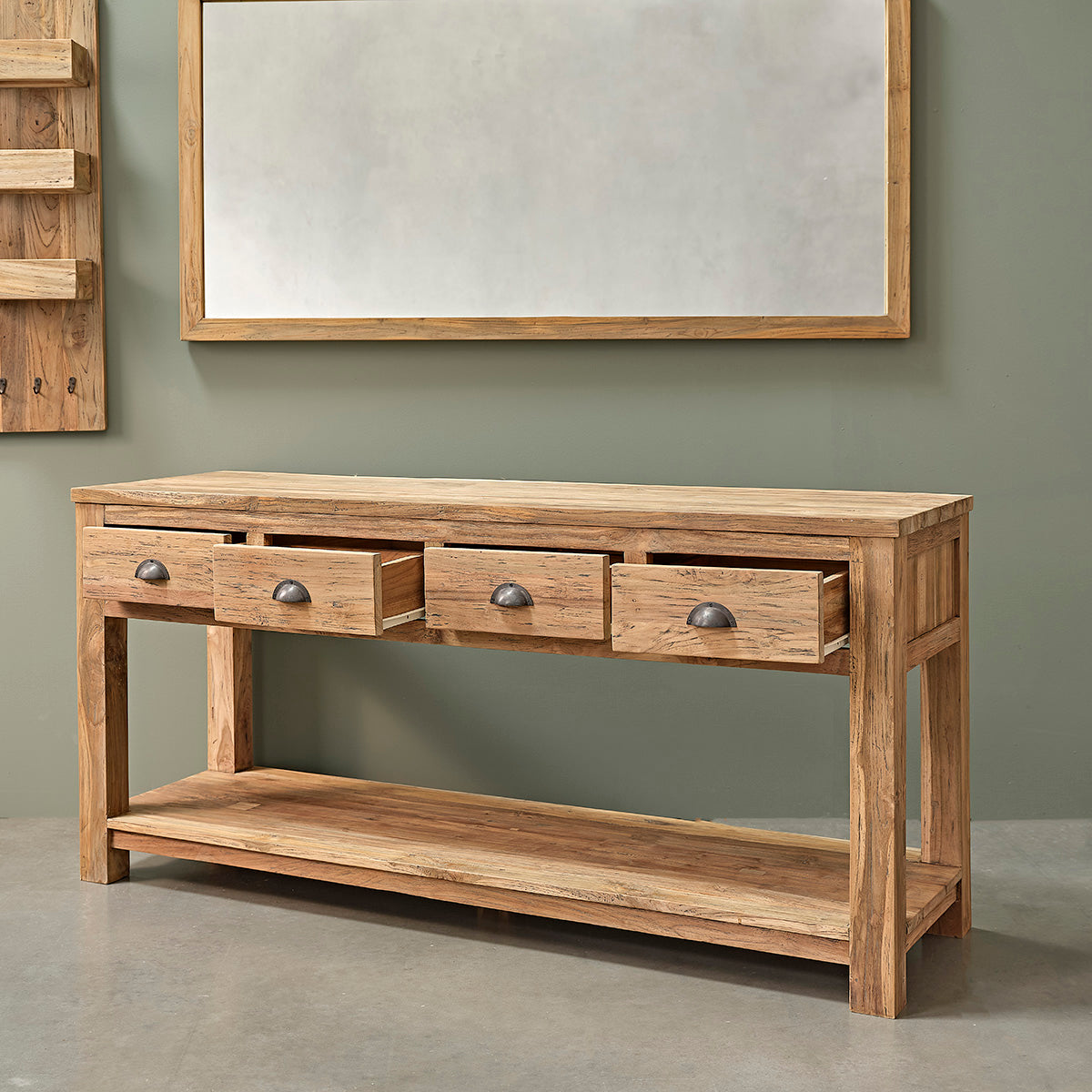 AUSTIN - Waschtischunterschrank aus massivem recyceltem Teakholz 165 cm