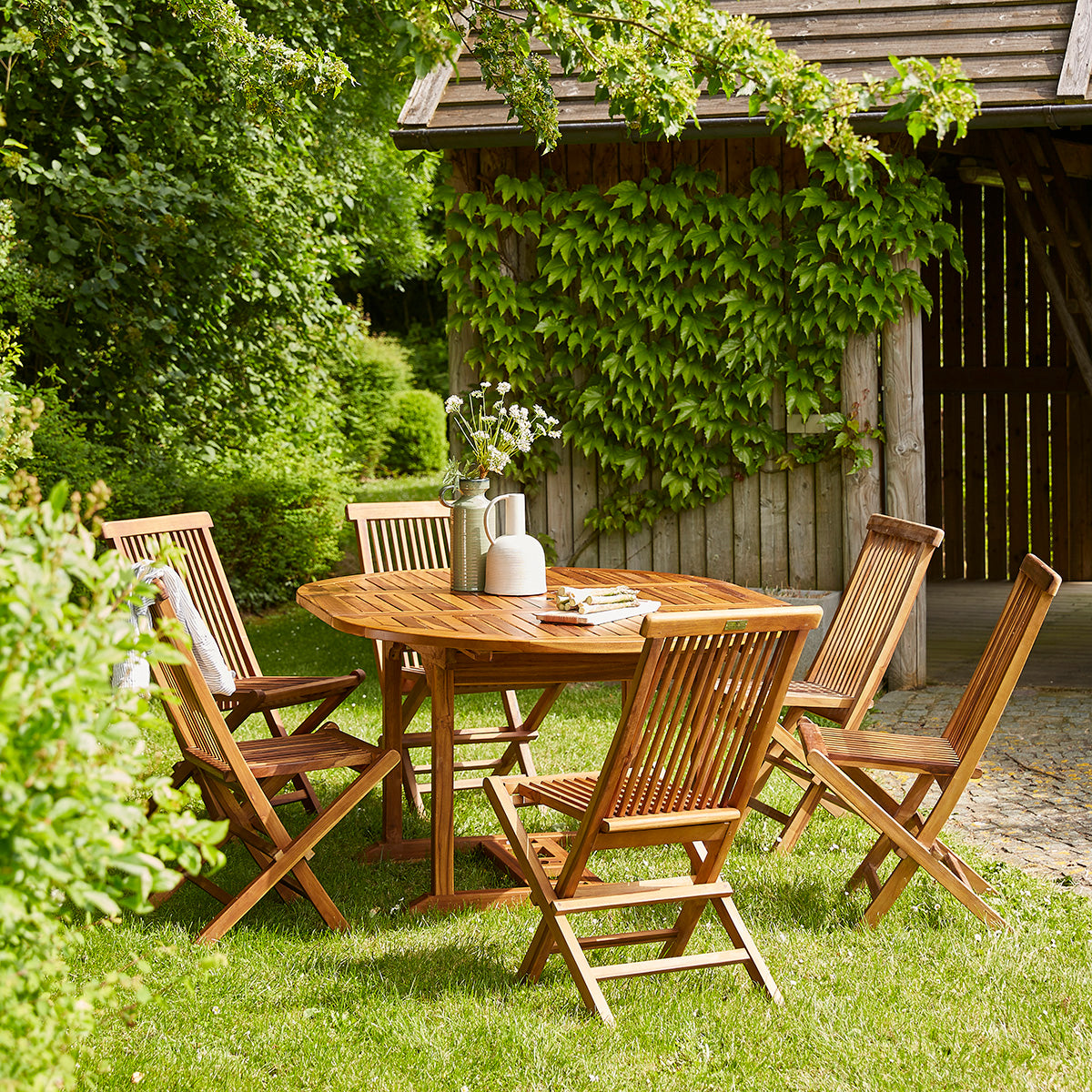 BALI - Sedia da giardino pieghevole in teak massello oliato (set di 4)