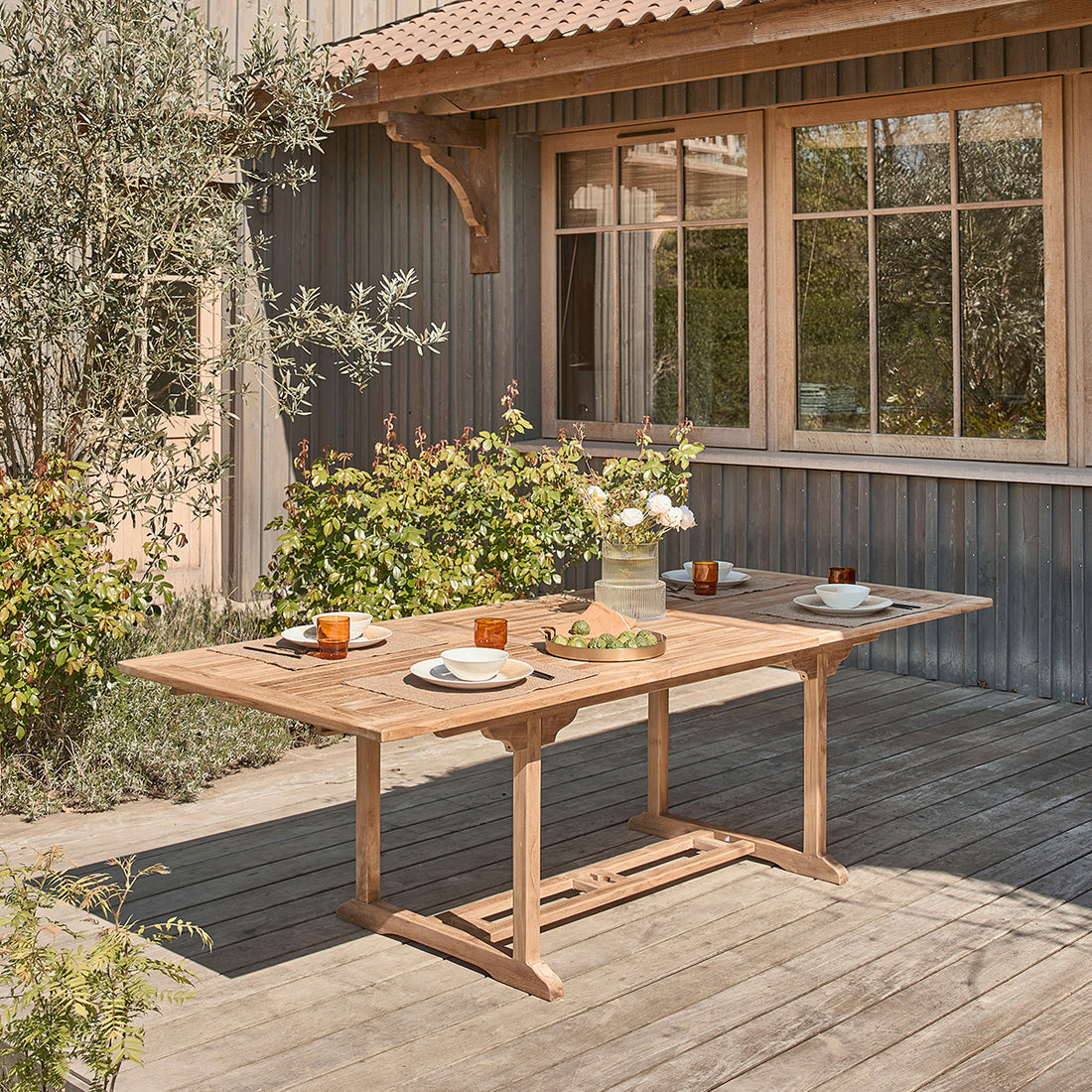 MALTE - Table de jardin en teck massif extensible 8/10 pers.