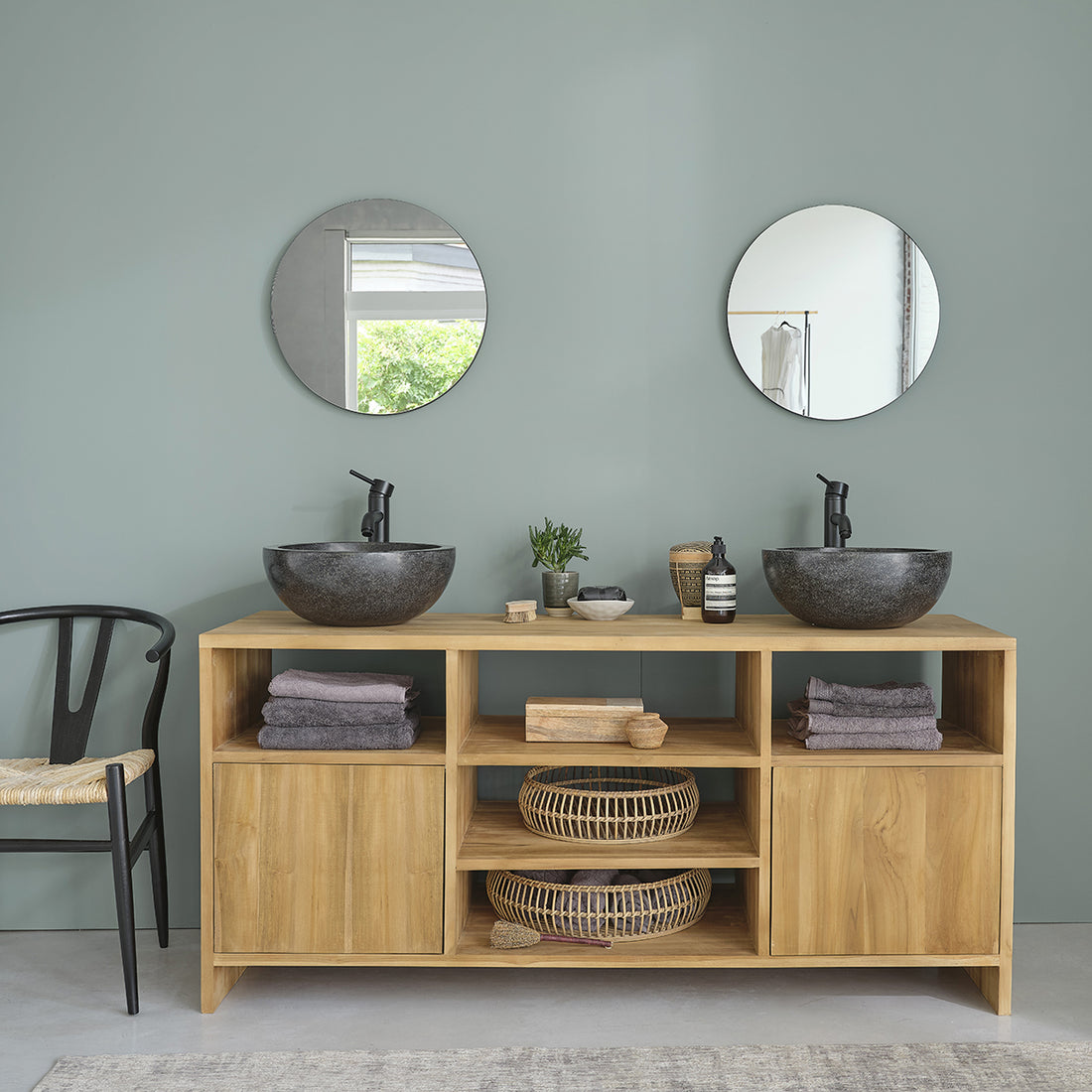 NOA - Meuble sous vasque en teck massif 160 cm