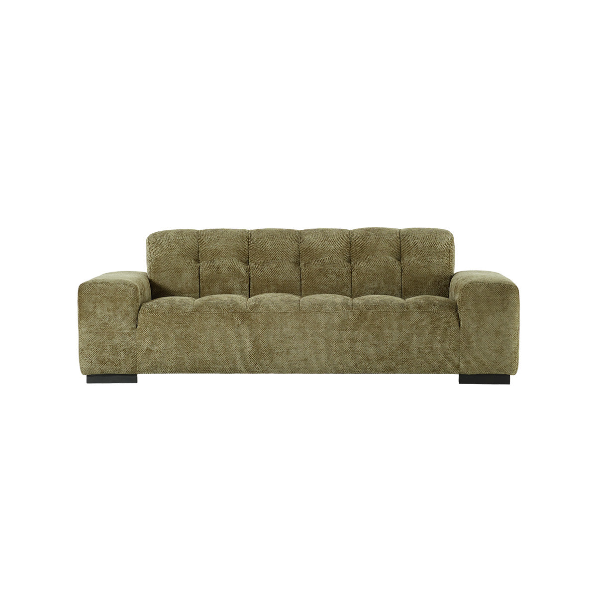 ALPHONSE - Gerades 3-Sitzer-Sofa aus khakifarbenem Geflechtvelours