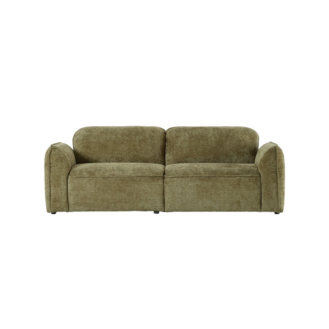 HECTOR - Gerades 3-Sitzer-Sofa aus khakifarbenem geflochtenem Samt