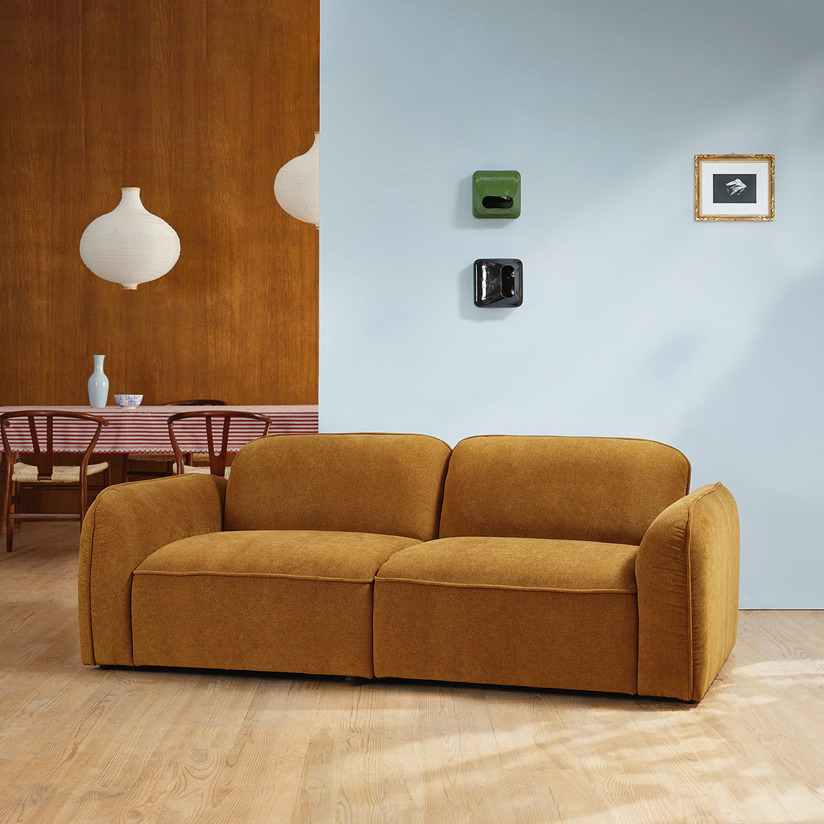HECTOR - Divano lineare a 3 posti in velluto color bronzo