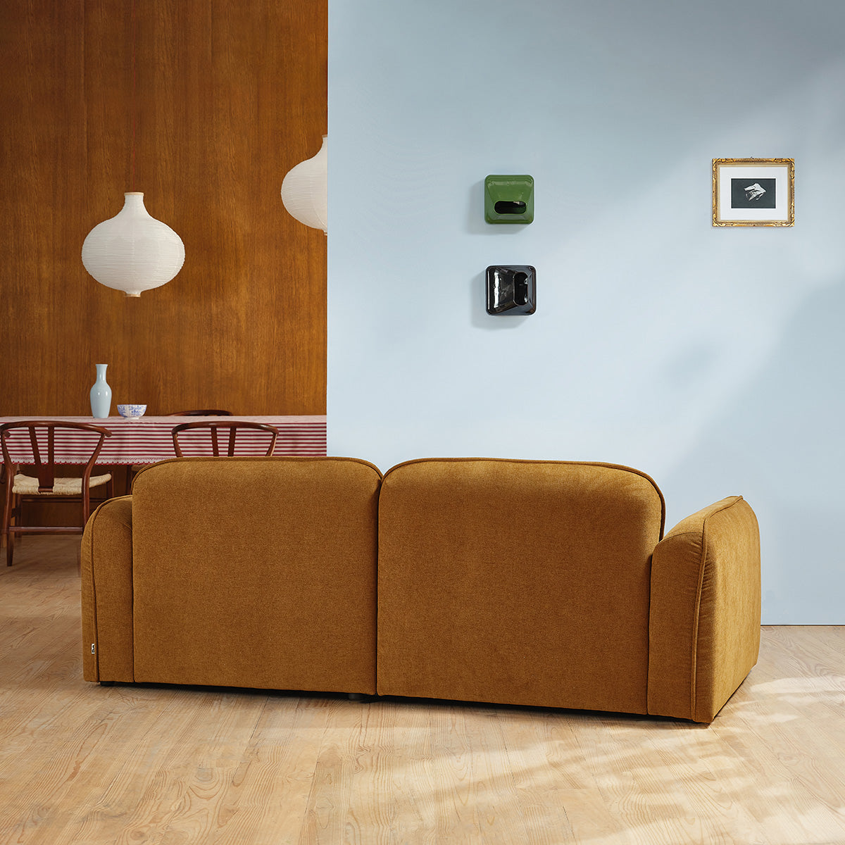 HECTOR - Divano lineare a 3 posti in velluto color bronzo