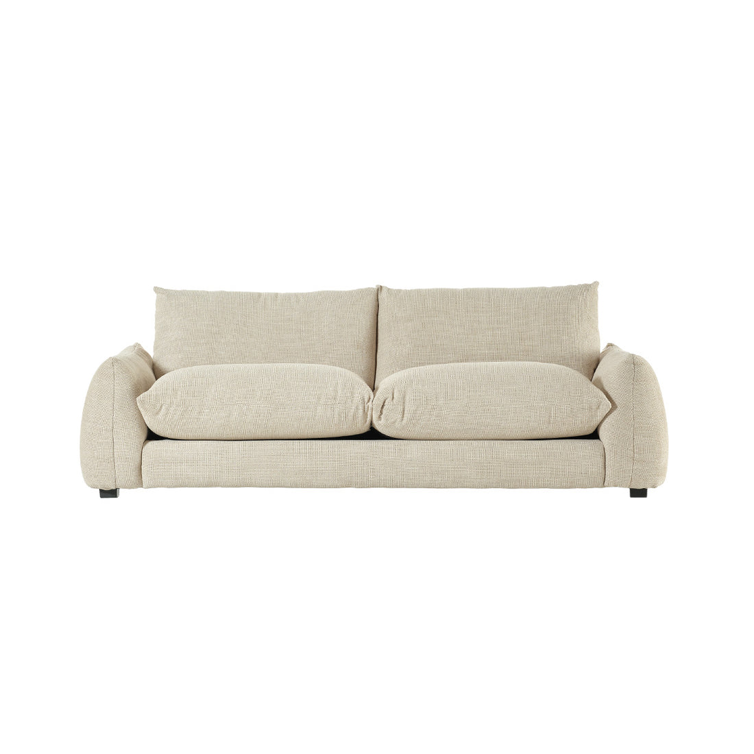 JACQUES - Canapé droit 3 places en tissu texturé beige chiné