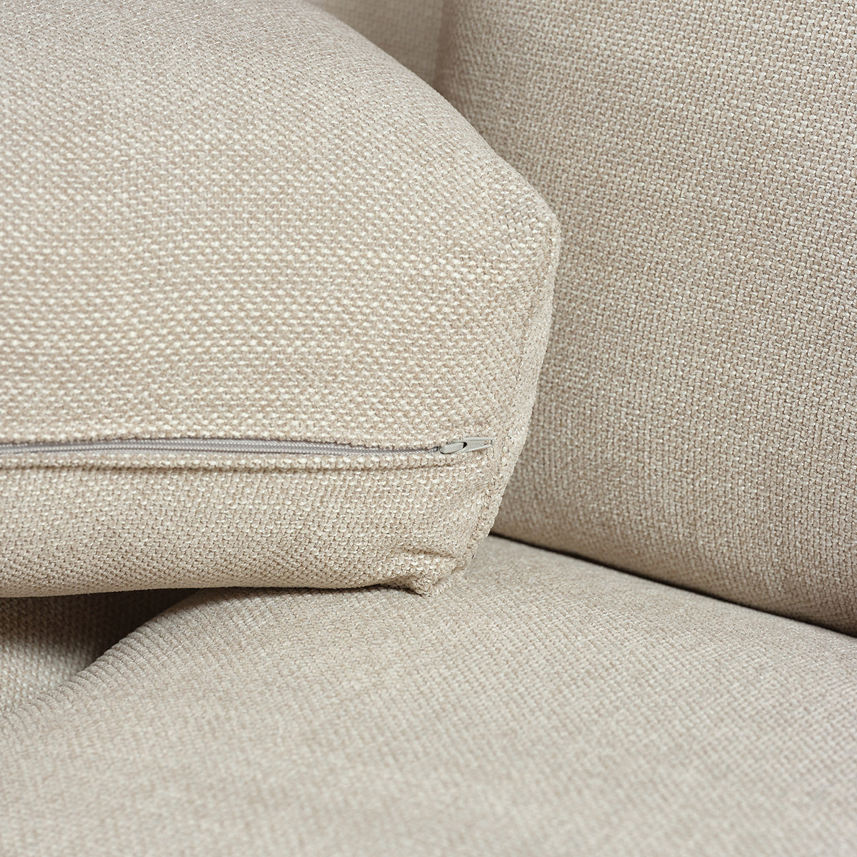 JACQUES - Canapé droit 3 places en tissu texturé beige chiné