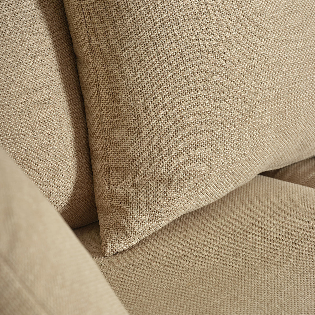 EDMOND - Gerades 3-Sitzer-Sofa aus meliertem, beigem Strukturstoff
