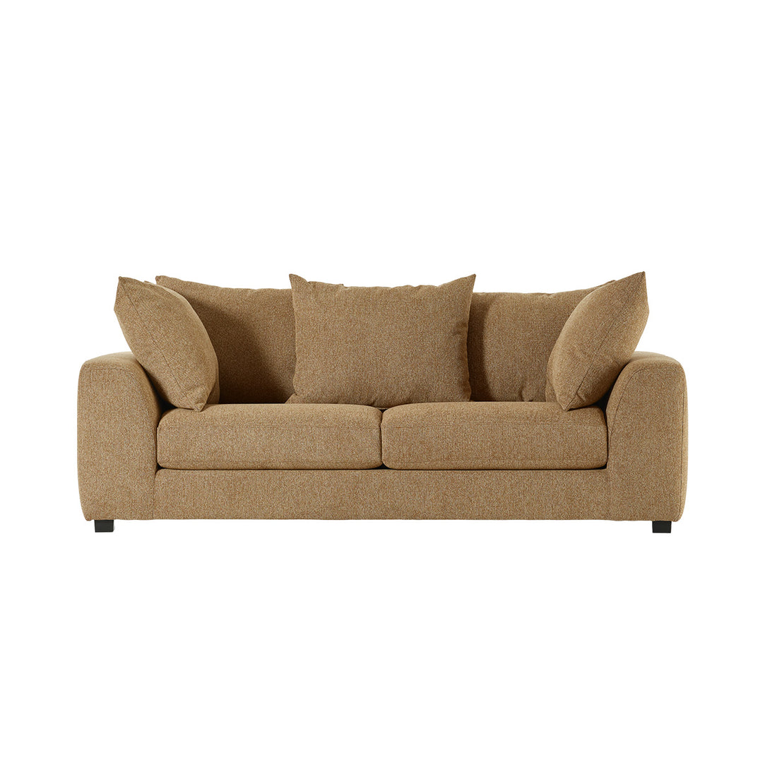 EDMOND - Canapé droit 3 places en tissu texturé marron clair chiné