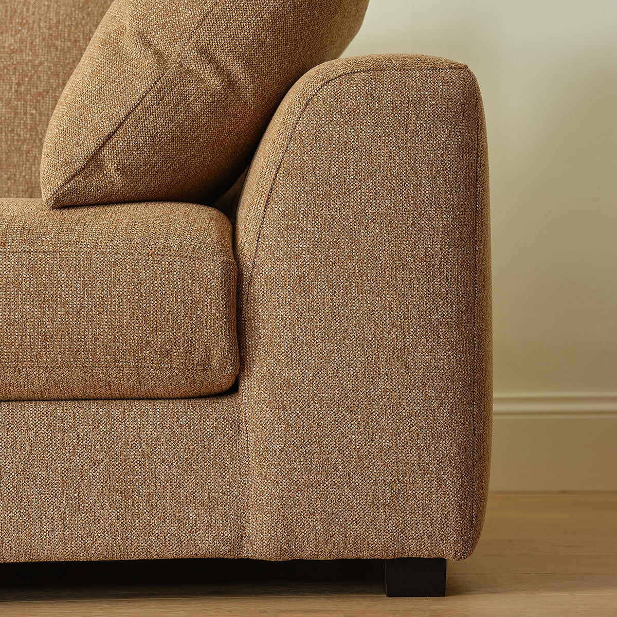 EDMOND - Gerades 3-Sitzer-Sofa aus meliertem, hellbraunem Strukturstoff
