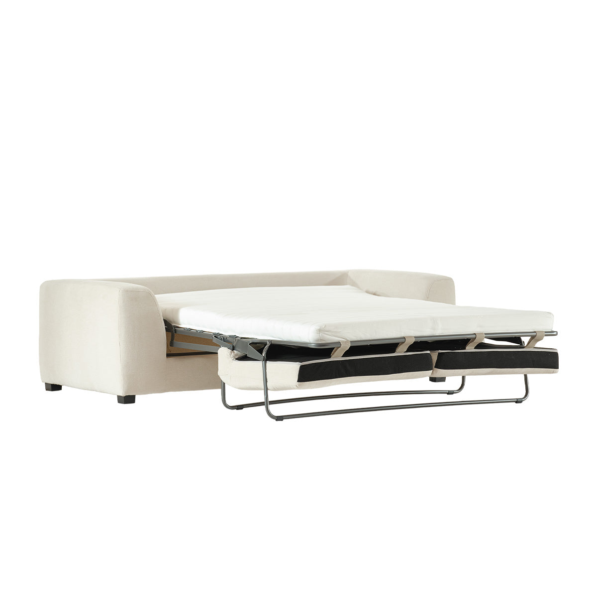 EDMOND - Canapé convertible 3 places en tissu effet lin écru