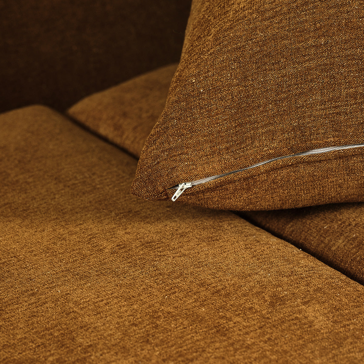 EDMOND - Canapé convertible 3 places en tissu effet lin bronze