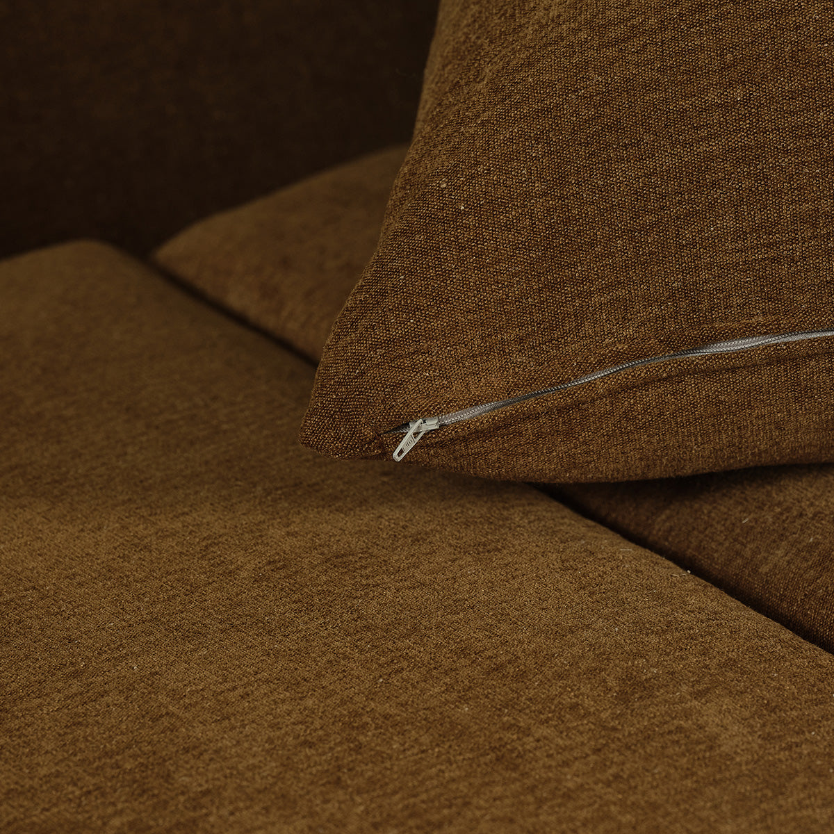 EDMOND - Canapé droit convertible 3 places en tissu effet lin bronze